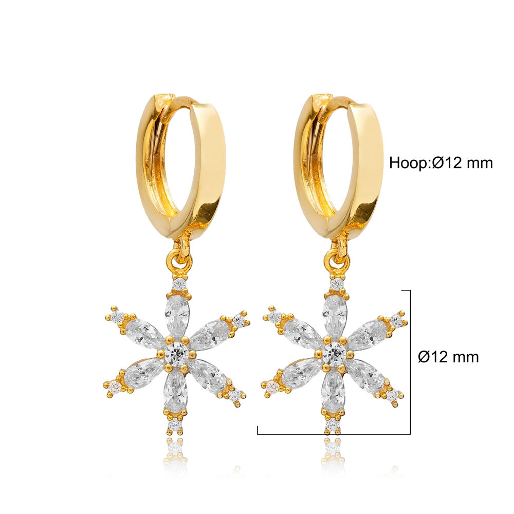 Clear CZ Flower Design Wholesale 925 Silver Dangle Earrings