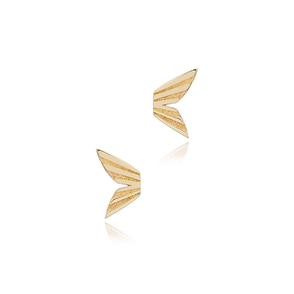 Plain Wings Stud Earrings 925 Sterling Silver Jewelry