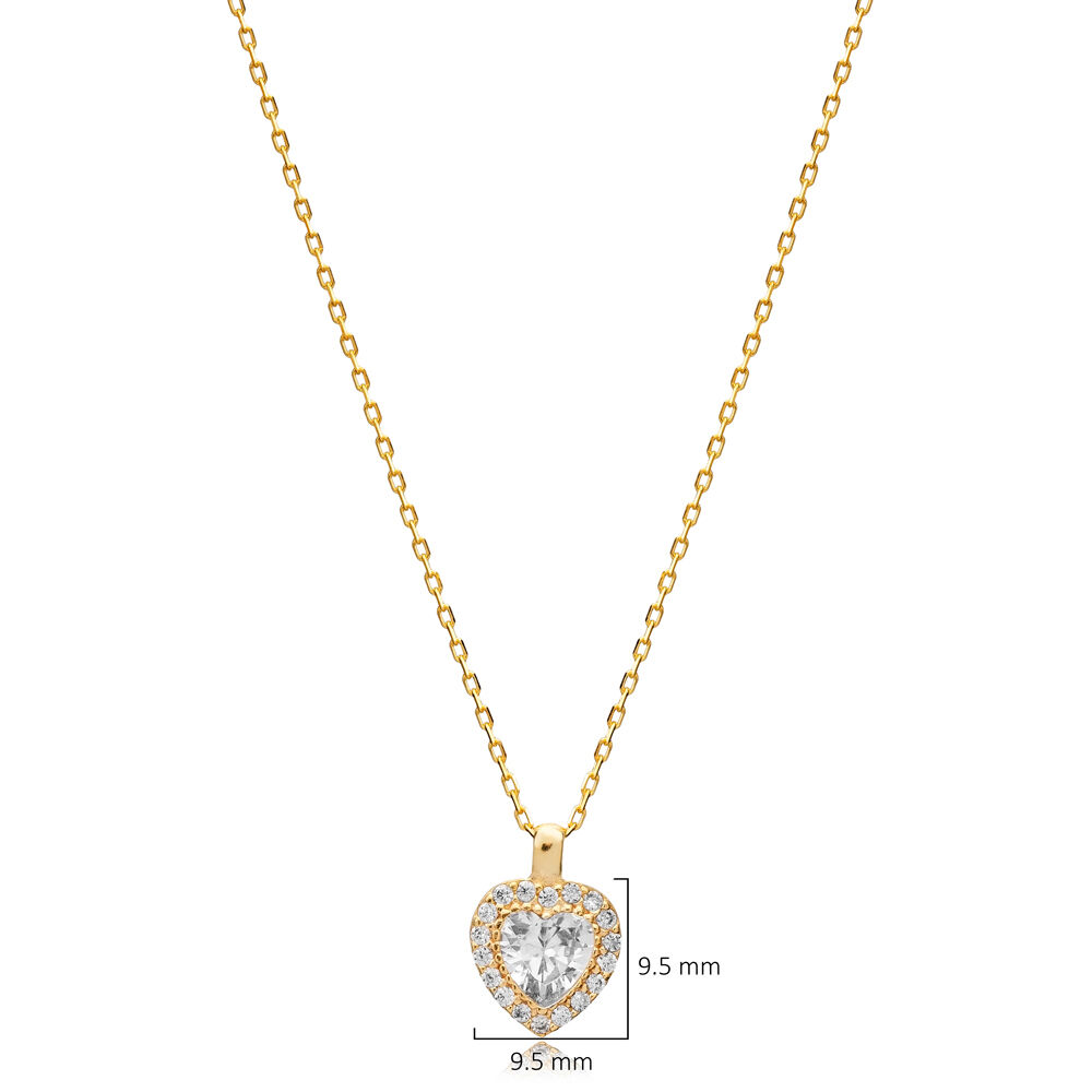 Clear Zircon Heart Pendant Wholesale 925 Silver Necklace