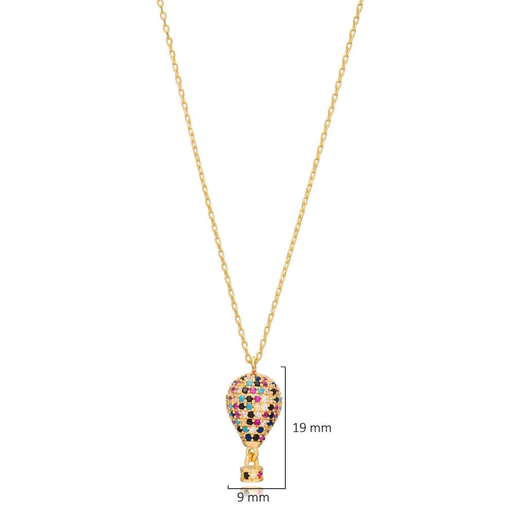 Mix CZ Stone Hot Air Balloon Wholesale 925 Silver Necklace