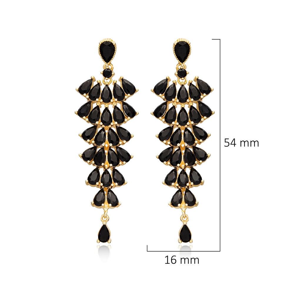Elegant Black CZ Stud Earring Wholesale 925 Silver Jewelry