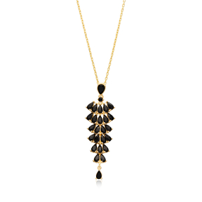 Elegant Black CZ Wholesale 925 Silver Charm Necklace