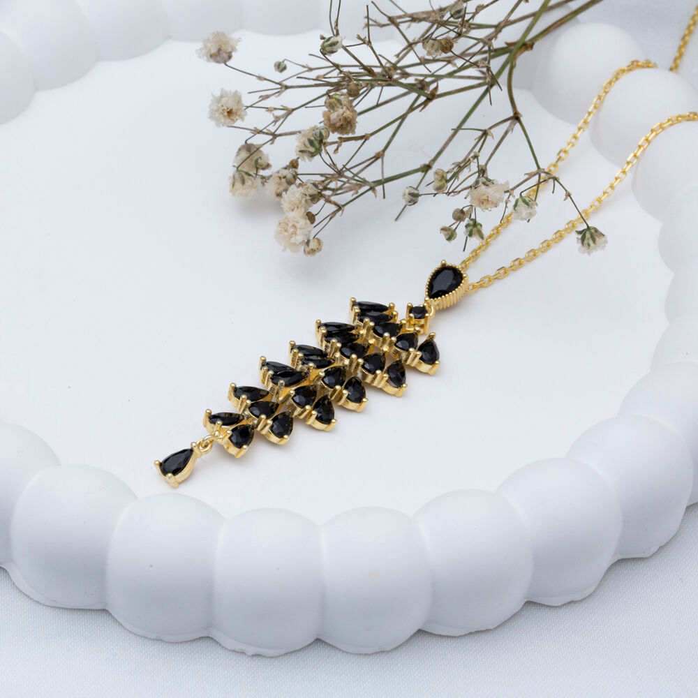 Elegant Black CZ Wholesale 925 Silver Charm Necklace