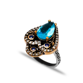 Aquamarine CZ Ottoman Wholesale Silver Authentic Ring