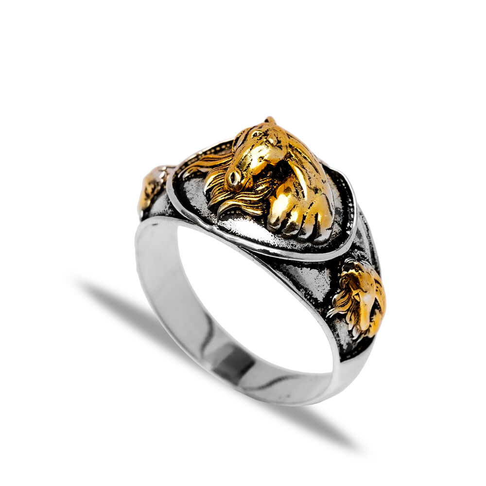 Gold Horse Design Wholesale Men Rings Silver Jewelry