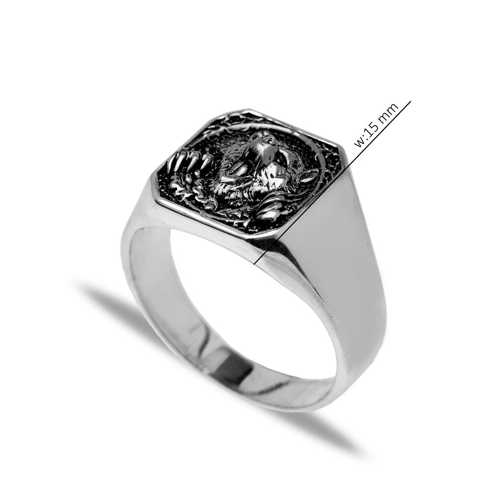 Bear Design Wholesale Oxidized Silver Men Rings