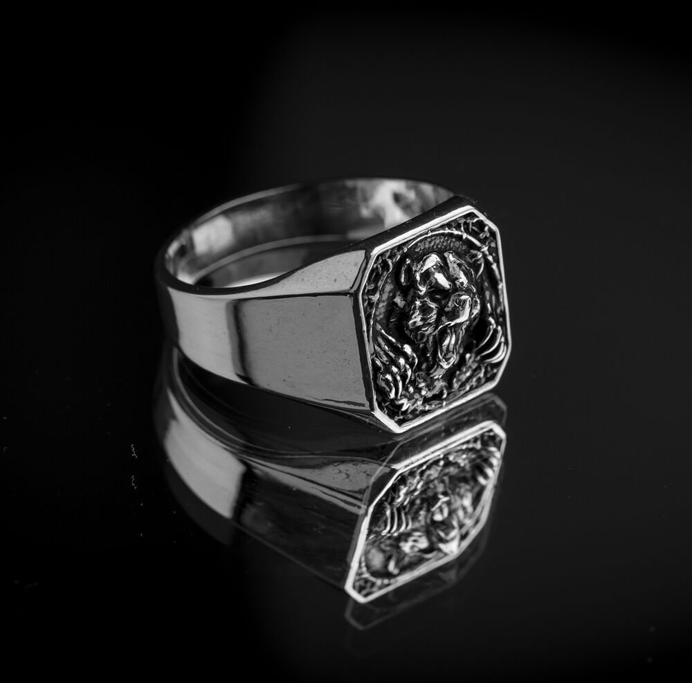Bear Design Wholesale Oxidized Silver Men Rings