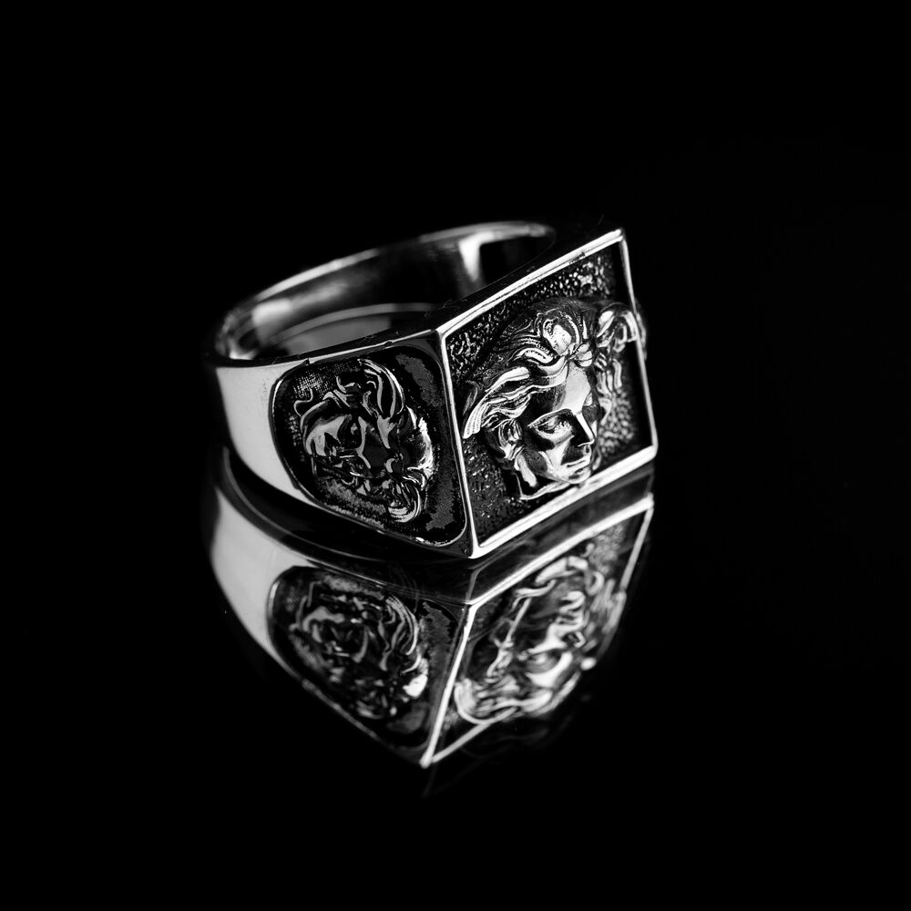 Medusa Design Wholesale Oxidized Silver Men Rings