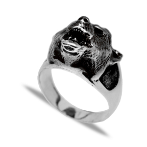 Oxidized Bear Shape Wholesale 925 Silver Men Rings