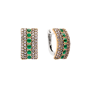 Wholesale Emerald CZ Authentic Turkish Latch Back Earrings