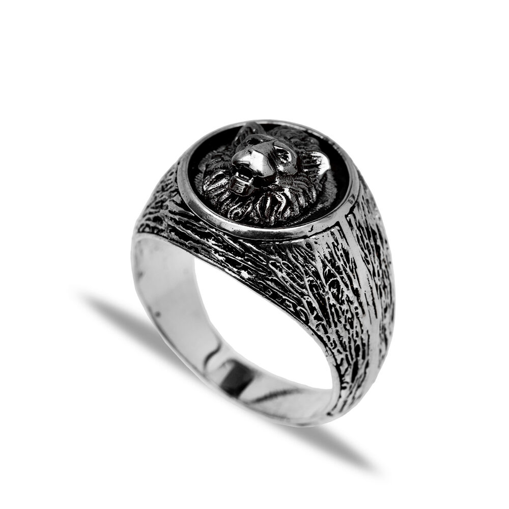 Oxidized Lion Design Wholesale 925 Silver Men Rings