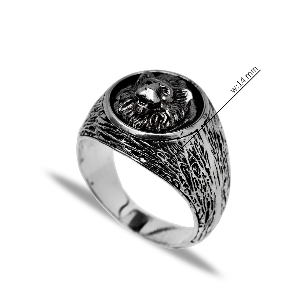 Oxidized Lion Design Wholesale 925 Silver Men Rings