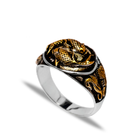 Ying And Yang Gold Design Wholesale 925 Silver Men Rings