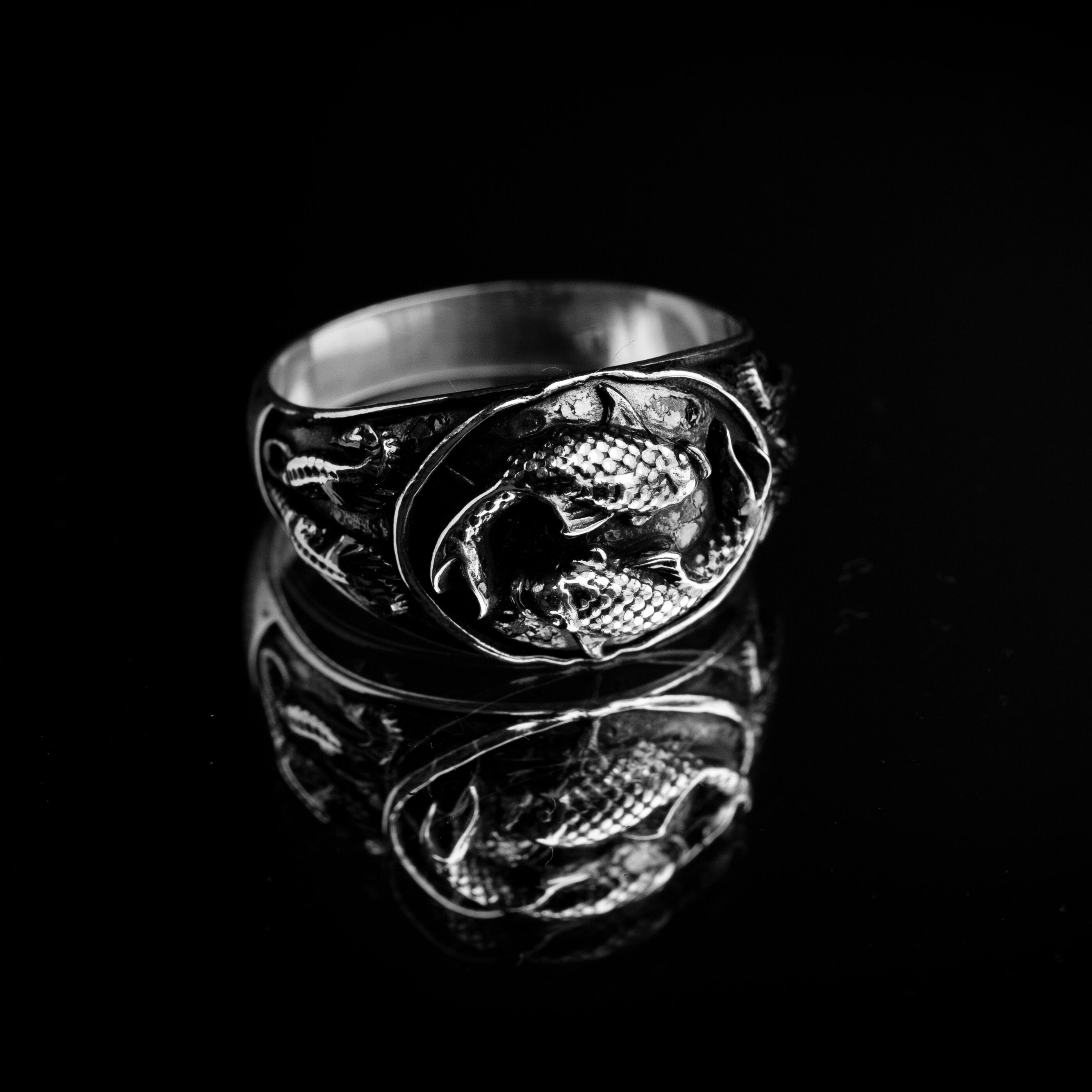 Oxidized Ying And Yang Design Wholesale 925 Silver Men Rings