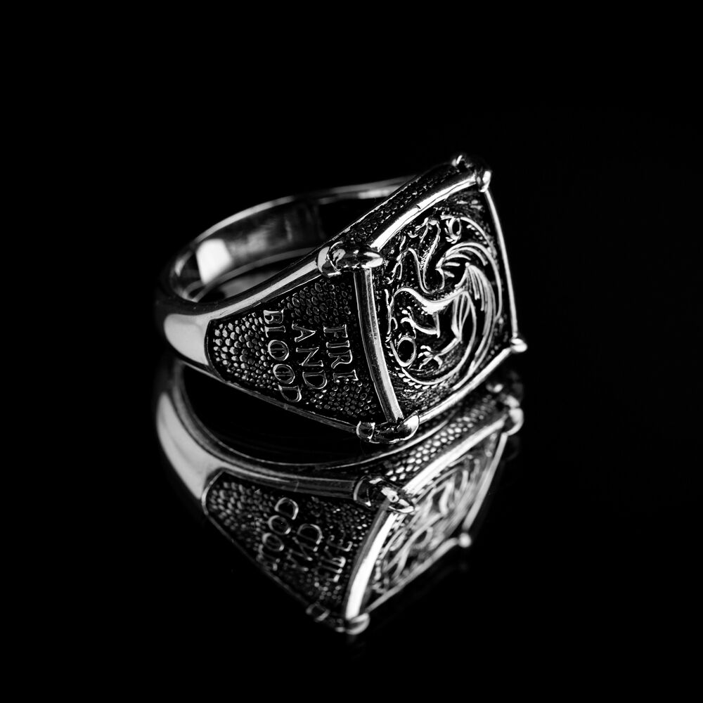 House of Dragon Oxidized Wholesale 925 Silver Men Rings