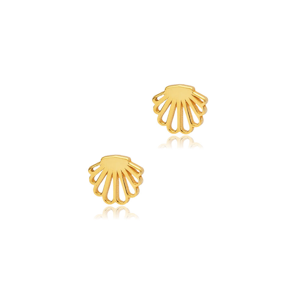 Shell Design Tiny Stud Earrings Silver Wholesale Jewelry