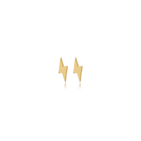 Lightning Bolt Design Tiny Plain 925 Silver Stud Earrings