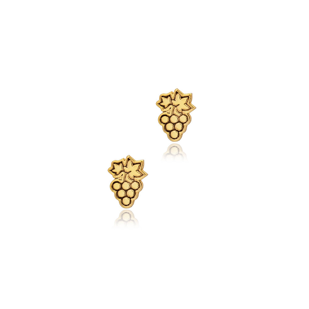 Grape Design Tiny Plain 925 Silver Stud Earrings Jewelry