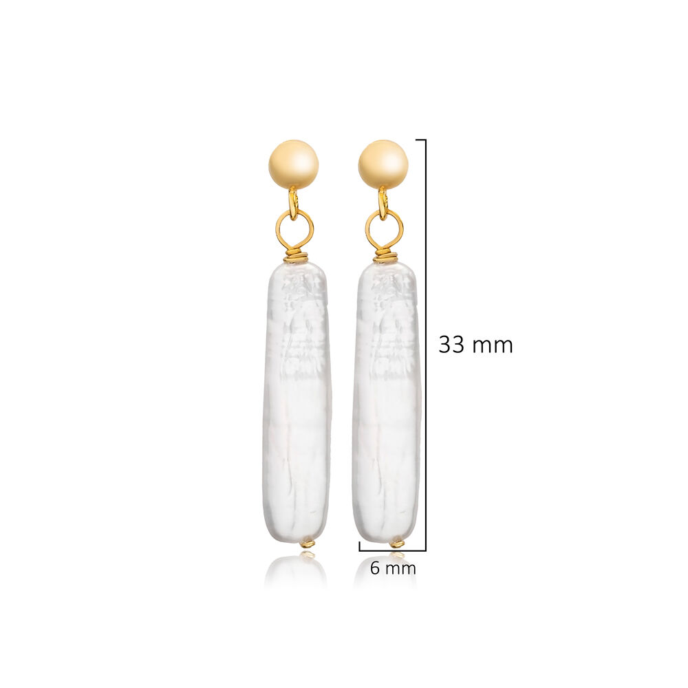 Unique Natural Pearl 925 Silver Jewelry Stud Long Earrings