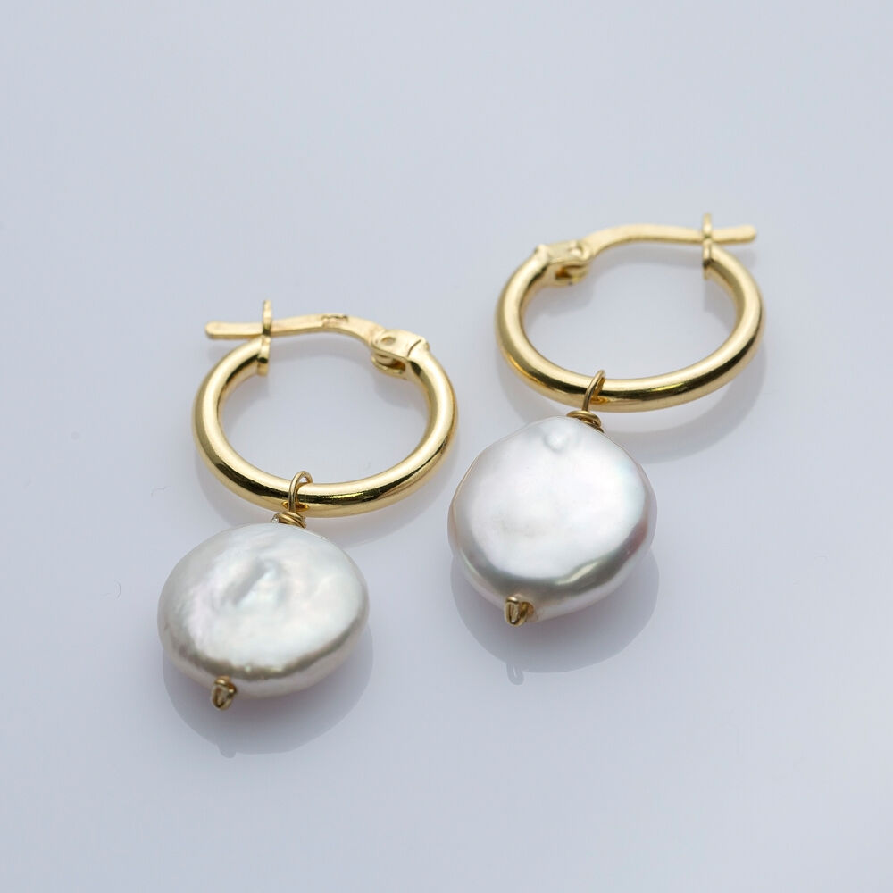 Pearl Natural Dainty 925 Silver Jewelry Hoop Dangle Earrings