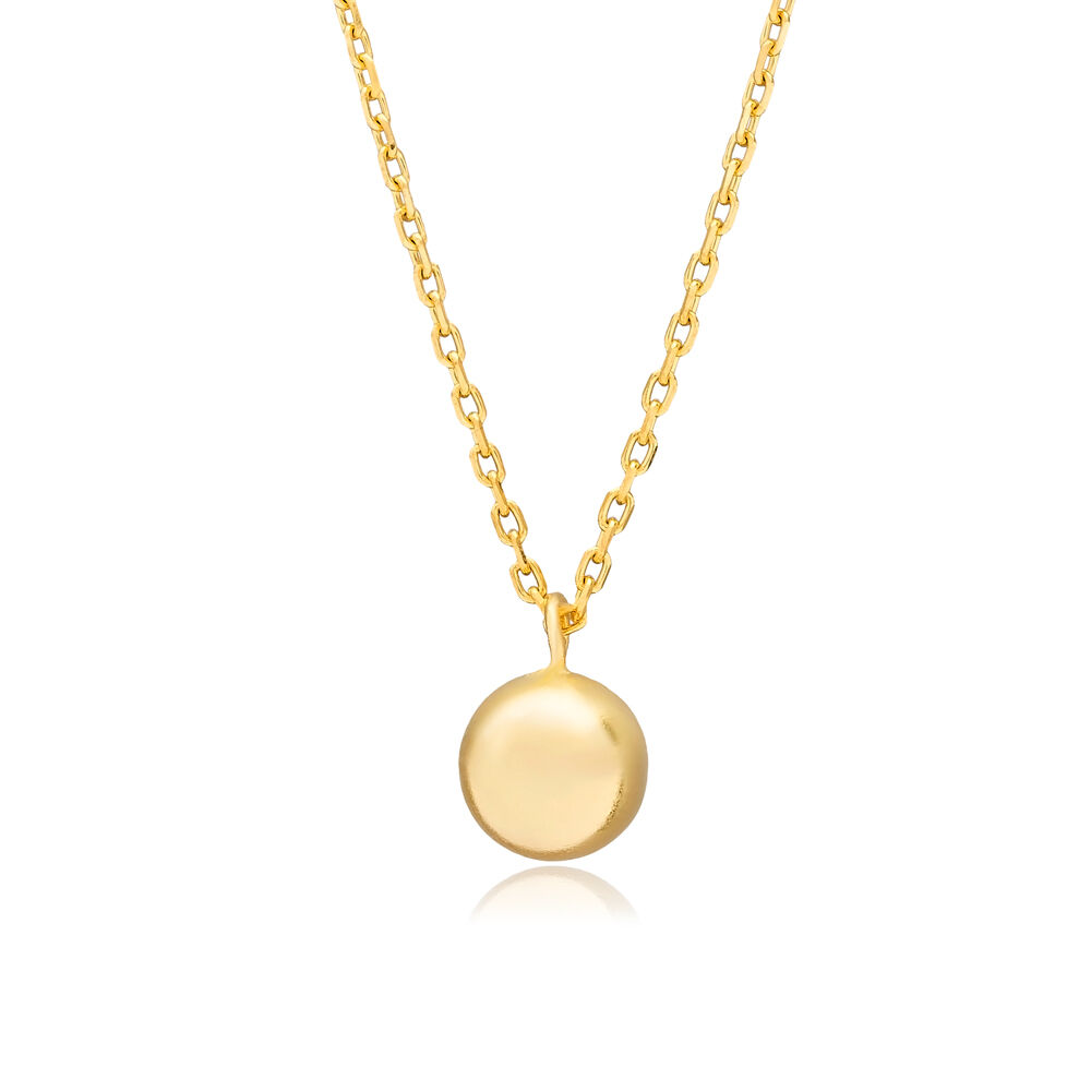 60 cm Plain Ball Charm Pendant Necklace Silver Jewelry