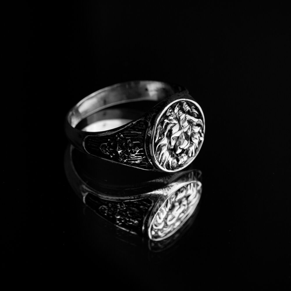Oxidized King of Lion Design Classic Men Ring Silver Jewelry