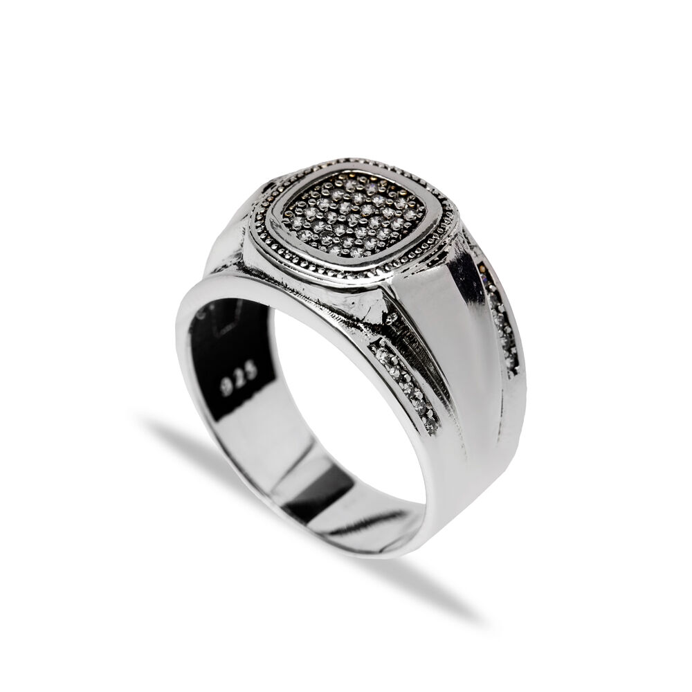 Square Shape Wholesale 925 Silver Jewelry Classic Men Ring