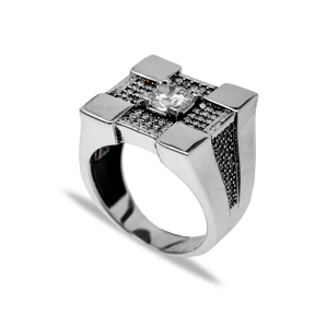 Square Design Handcrafted 925 Silver Jewelry Classic Men Ring