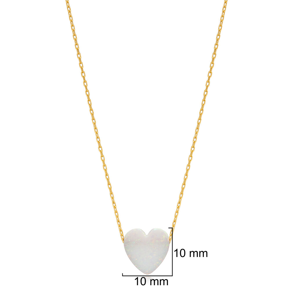 Opal Heart Shape Stone Cut Sterling Silver Necklace Pendant