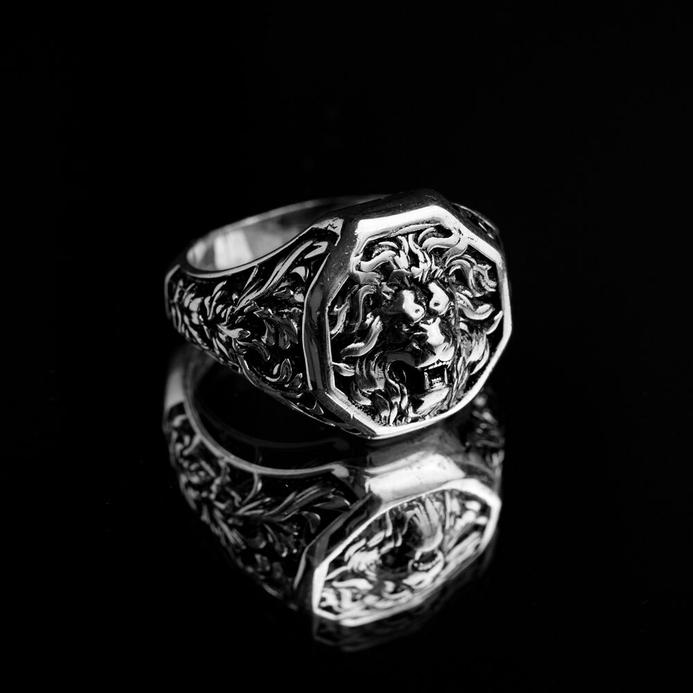 Lion Design Unique Men Ring Turkish 925 Silver Jewelry