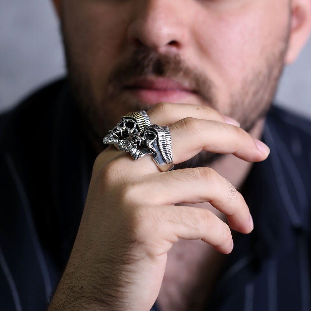 Pirate Design Men Ring Handmade Wholesale Silver Jewelry