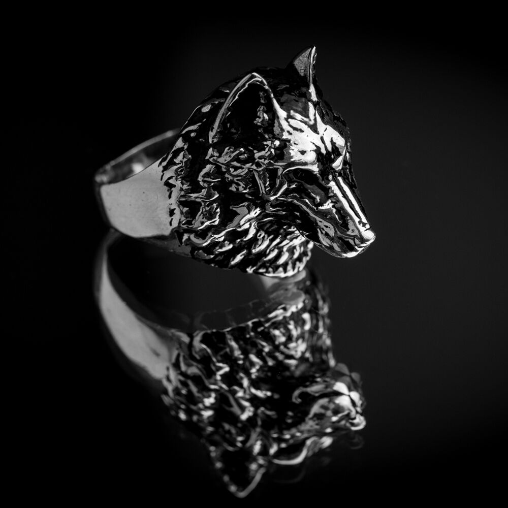 Wolf Design Turkish Handmade Men Ring Sterling Silver Jewelry