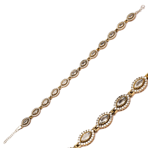 Clear CZ Stone Marquise Shape Turkish Authentic Bracelet