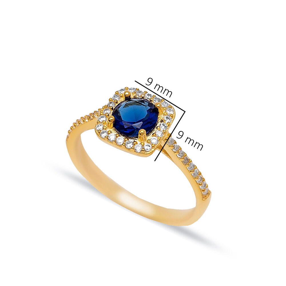 Square Shape Sapphire CZ 925 Sterling Silver Ring Jewelry