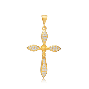 Elegant Design Cross Shape Religious 925 Silver Pendant Charm