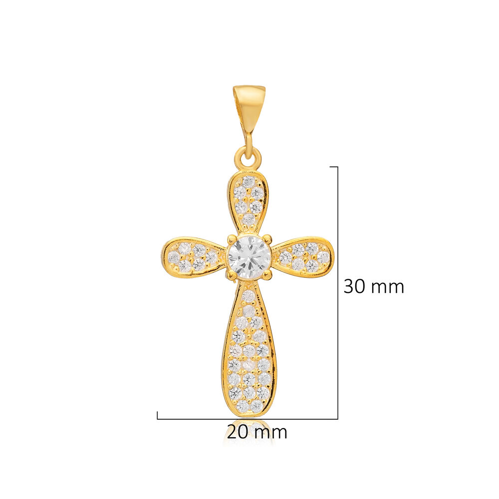 Cross Design Charm Pendant Sterling Silver Religious Jewelry