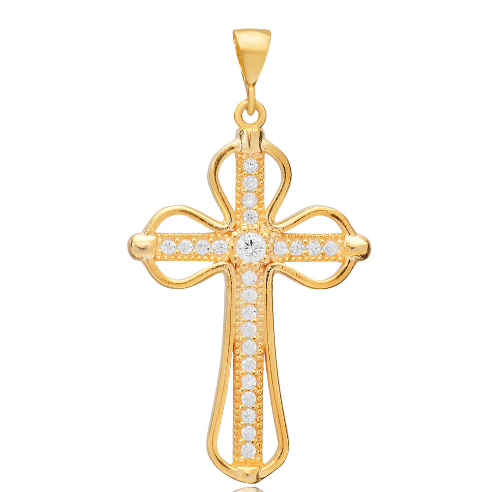 Cross Design CZ Stone Religious Silver Jewelry Pendant
