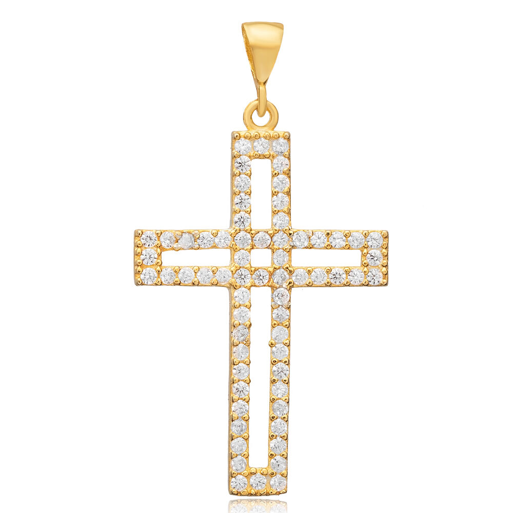 Cross Religious Wholesale CZ Stone 925 Silver Charm Pendant