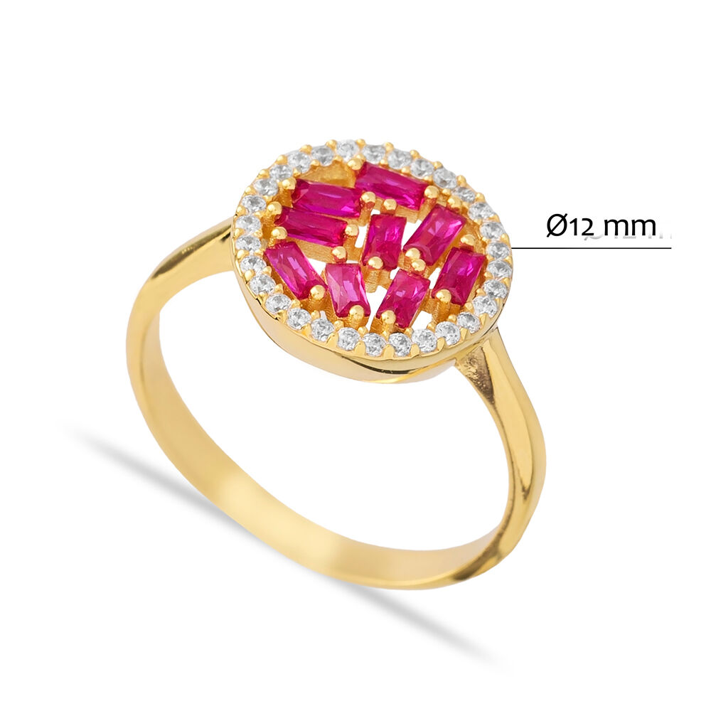 Round Design Ruby Baguette Turkish Rings Wholesale Handmade 925 Sterling Silver Jewelry
