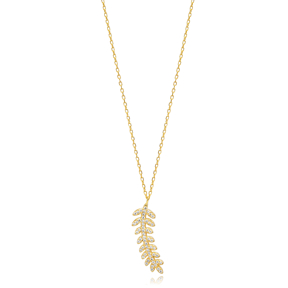 Dainty Leaf Design Silver Charm Necklace Wholesale Jewelry
