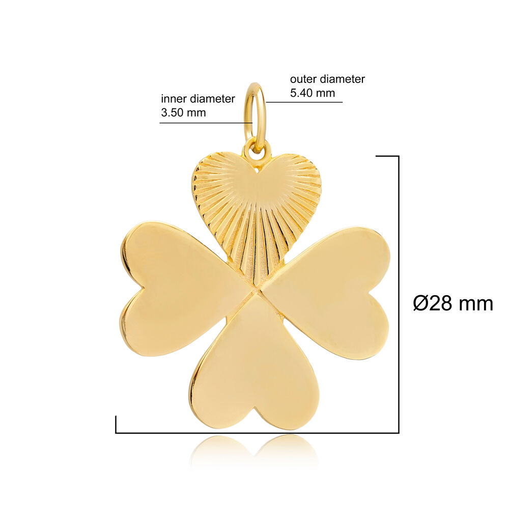 Four Leaf Clover Design Plain Silver Jewelry Charm Pendant