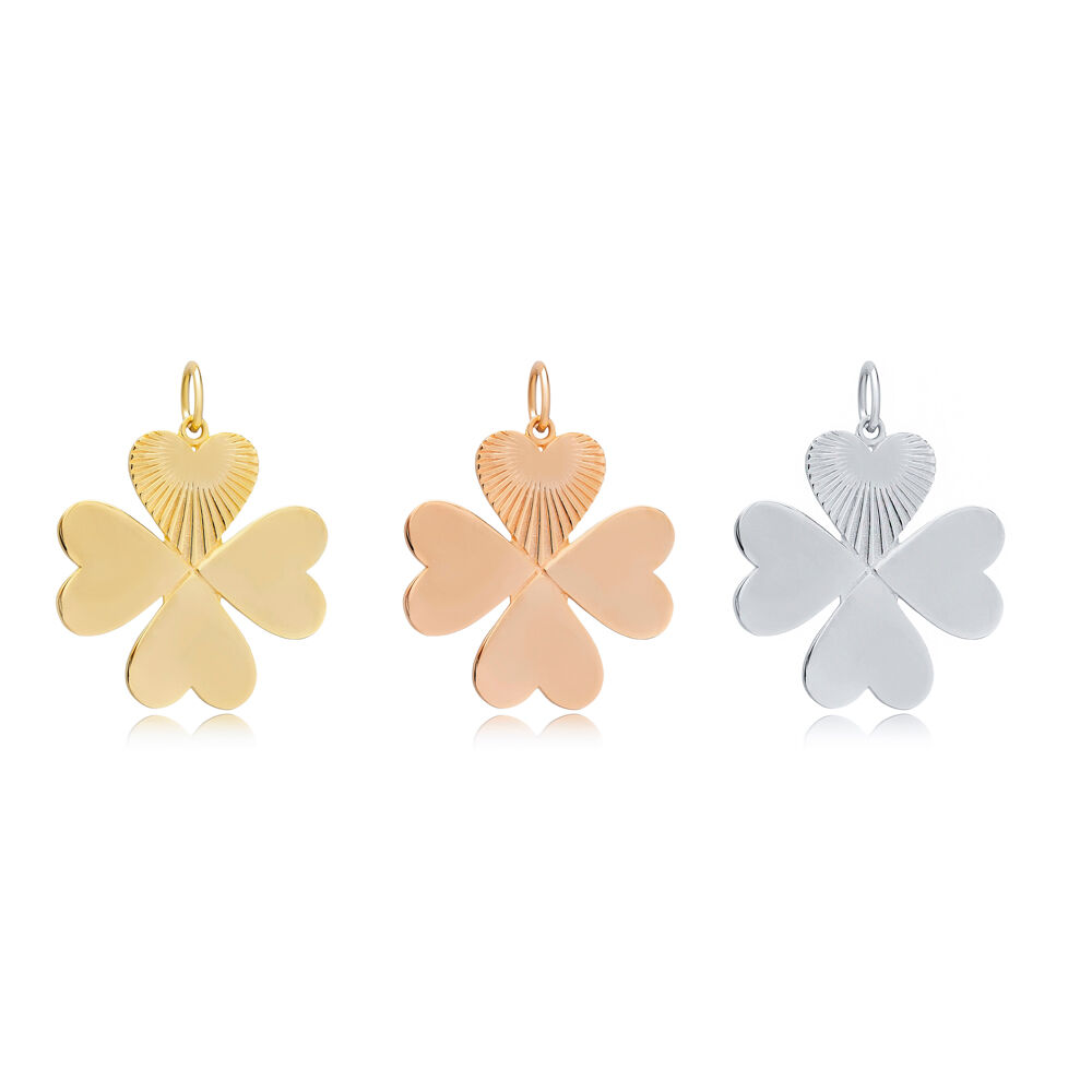 Four Leaf Clover Design Plain Silver Jewelry Charm Pendant