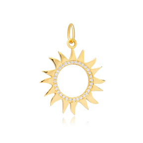Sun Design Hollow Sterling Silver Charm Pendant Silver Jewelry