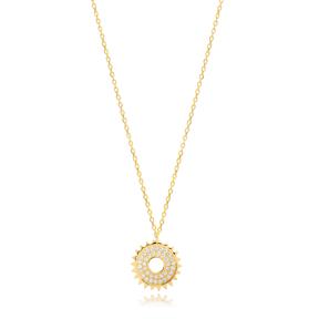 Sun Shape Charm Pendant Handmade Sterling Silver Necklace