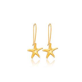 Starfish Design Plain 22K Gold Silver Jewelry Hook Earrings
