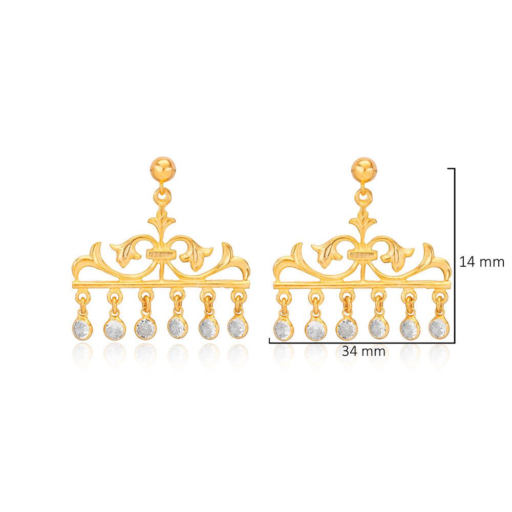 Chandelier Design Shaker Stud Jewelry 22K Gold Earrings