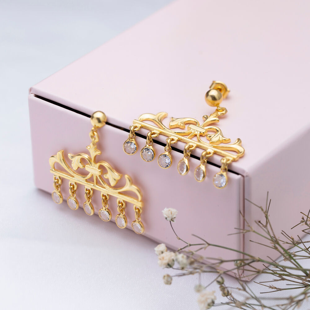 Chandelier Design Shaker Stud Jewelry 22K Gold Earrings