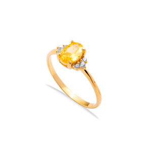 Yellow Citrine Oval CZ Stones Wholesale Silver Cluster Ring