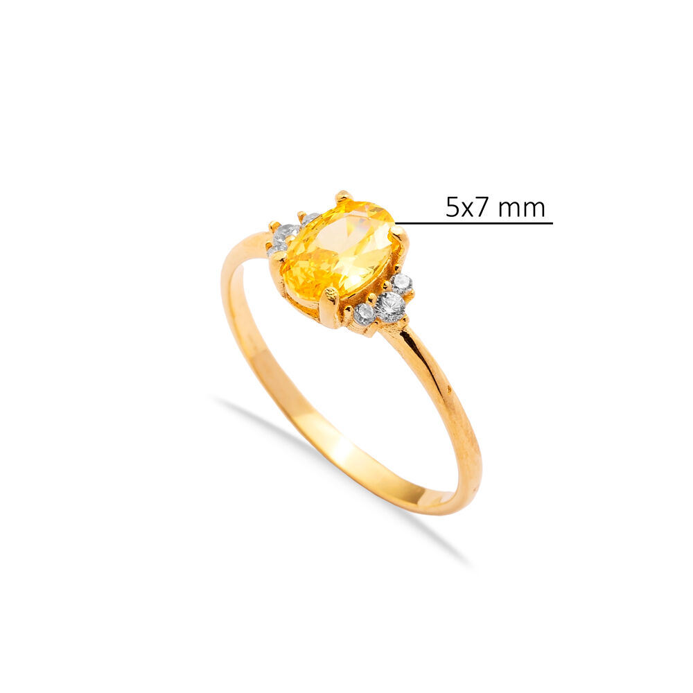 Yellow Citrine Oval CZ Stones Wholesale Silver Cluster Ring