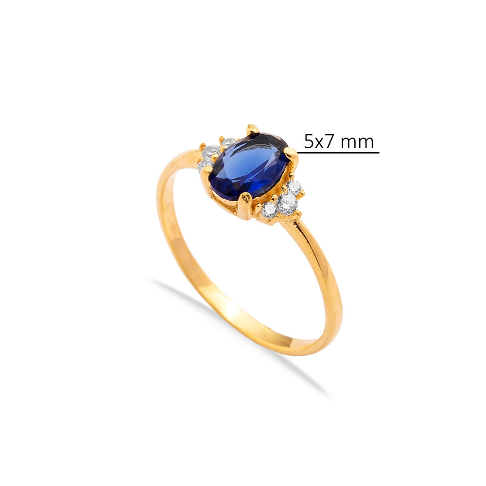 Sapphire Oval CZ Stones Wholesale 925 Silver Cluster Ring